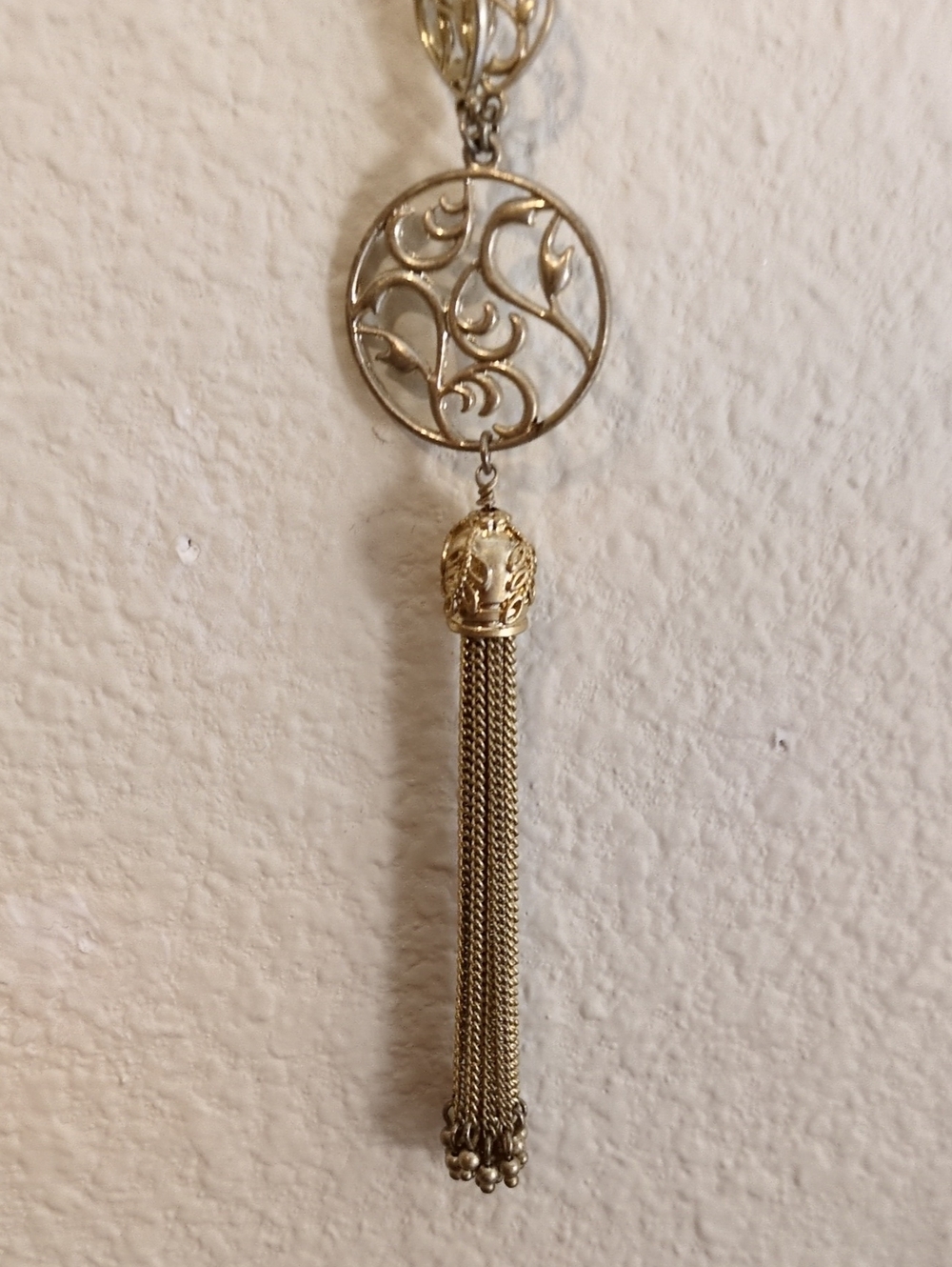 Sophia Gold-Tone Filigree Tassel Pendant Necklace